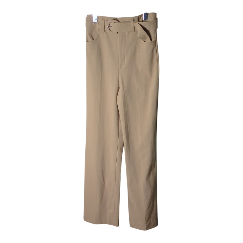 Zara Wide Leg Belted Pants Tan Women's Size XS